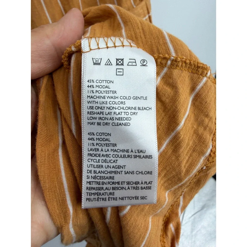 Free People‎ fp Beach paradise Striped dress XS Orange White V-Neck Cutout Back